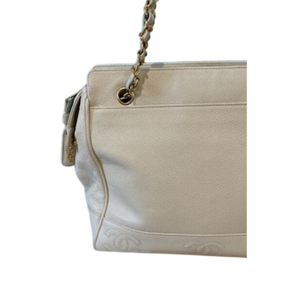 CHANEL Triple CC Caviar Tote*Beige*Hologram*ENTRUPY COA - Picture 6 of 15